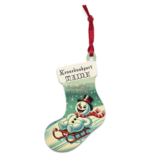 Snowman Stocking Christmas Ornament Maine Kennebunkport